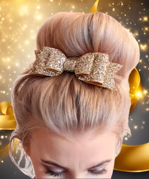 Gold hair ribbon for a special event