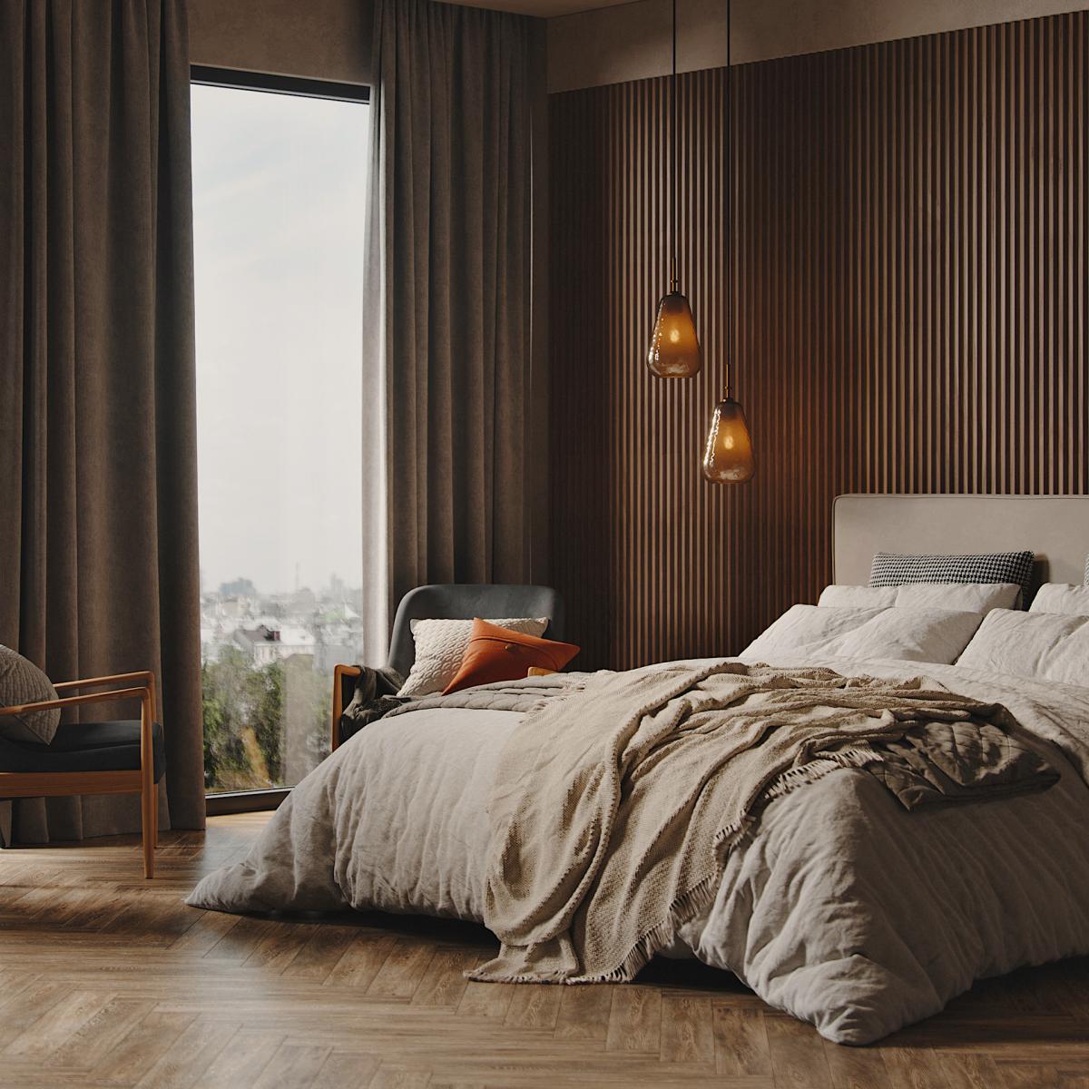 Cozy aesthetic design of the bedroom when you want long nights