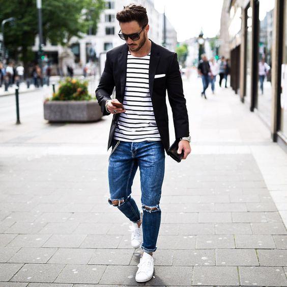 Men's fashionable jeans at autumn looks