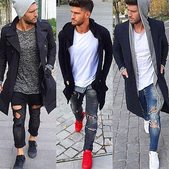 Men's fashionable jeans at autumn looks