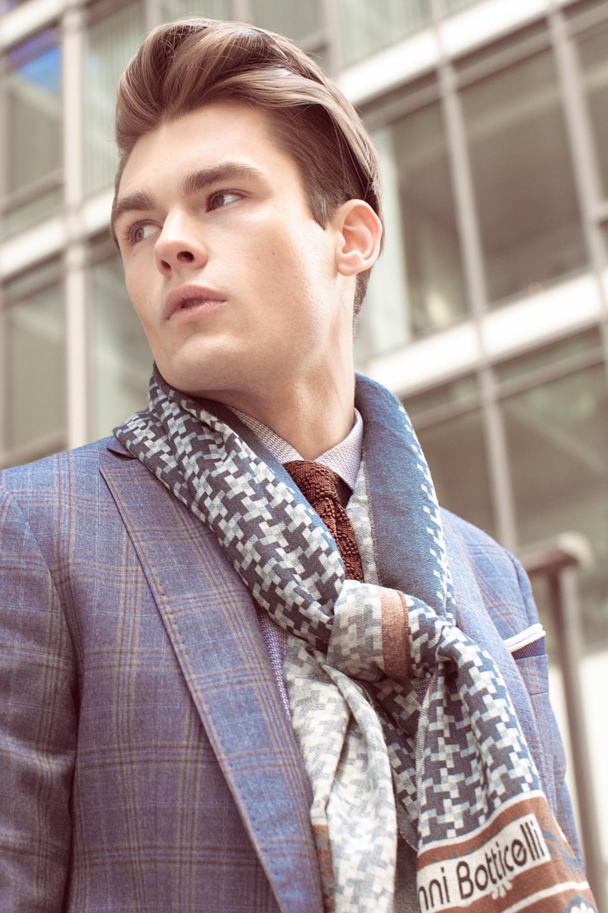 Scarf now in trends. Use it for cold season with classic suit