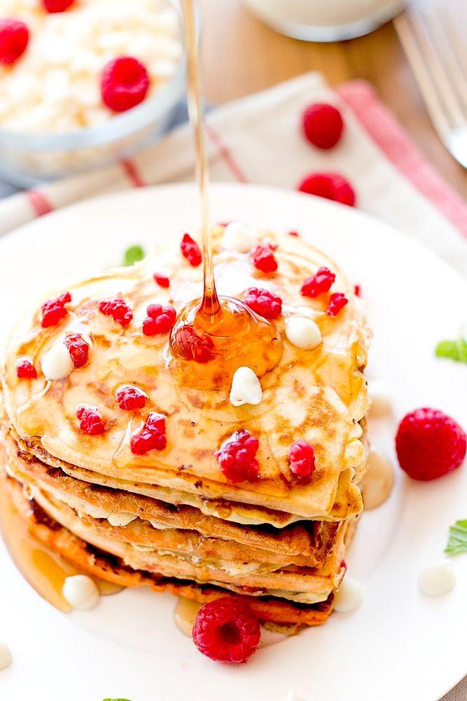 Heart-shaped pancakes are the best choice on Valentine's Day breakfast