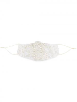Faux pearl-embellished face mask
